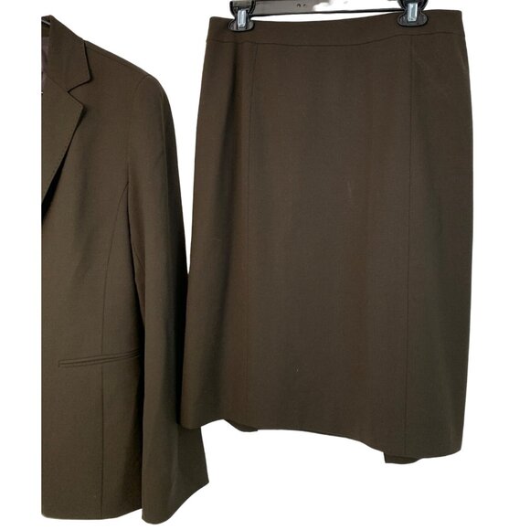 Lafayette 148 Women's Wool Blazer & Skirt Set Size 10/12  Brown 7401 GUC - Picture 5 of 11